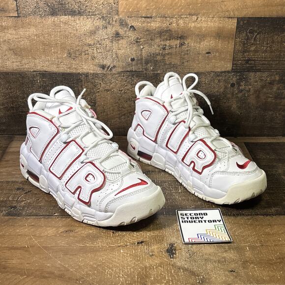 Nike Air More Uptempo (GS) White Varsity Red DJ5988 100 Size 7y - Picture 1 of 9